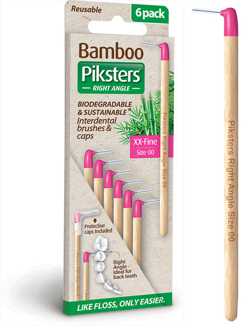 Piksters Bamboo Right Angle Interdental Brushes - Size 00 XX-Fine