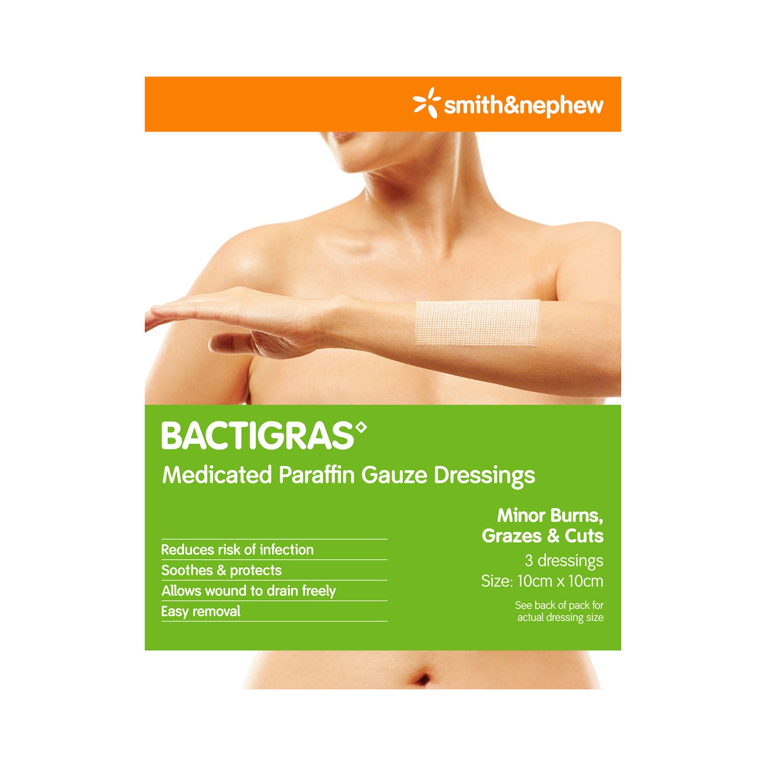 Smith & Nephew BACTIGRAS Medicated Paraffin Gauze Dressings