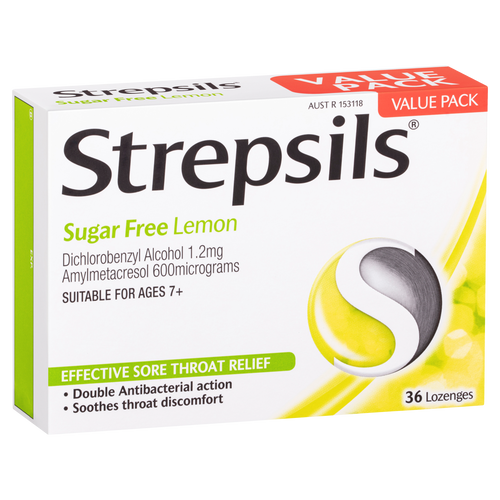 Strepsils Sugar Free Lozenges - Lemon