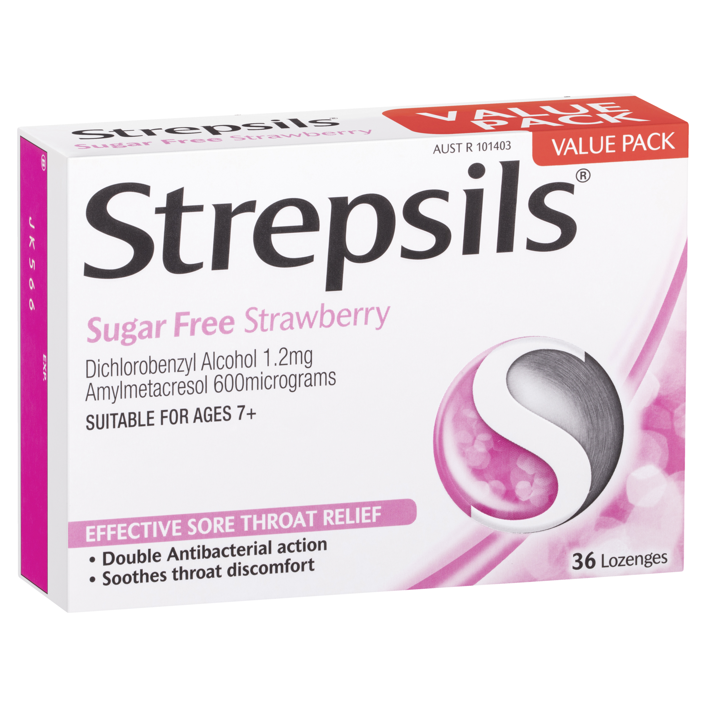 Strepsils Sugar Free Lozenges - Strawberry