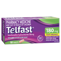 Telfast 180mg Non-Drowsy Fast Acting Hayfever Allergy Relief