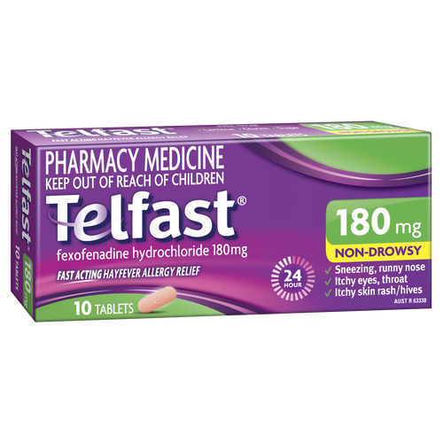 Telfast 180mg Non-Drowsy Fast Acting Hayfever Allergy Relief