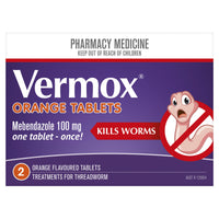 Vermox Worming Treatment Orange Tablets