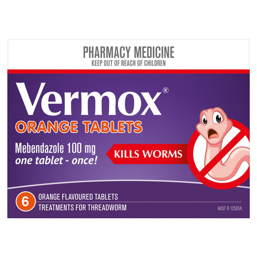 Vermox Worming Treatment Orange Tablets